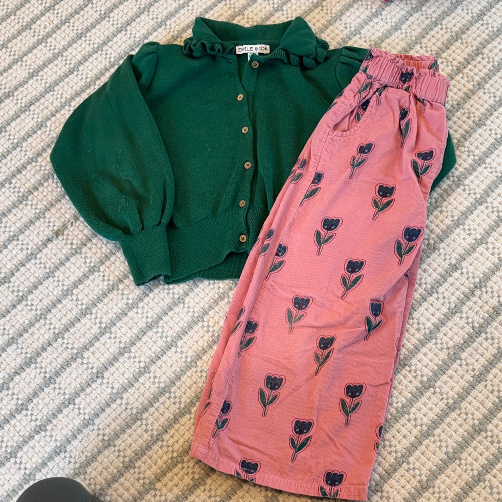 Emile et Ida Green and Pink Kids Matching Set